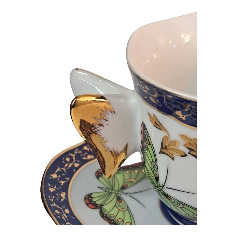 Formalities by Baum Bros Set of 2- Butterflies Demitasse Teacup‎ & Saucer